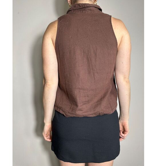 Gap Brown Button Up Sleeveless Top Size Medium - Picture 2 of 4